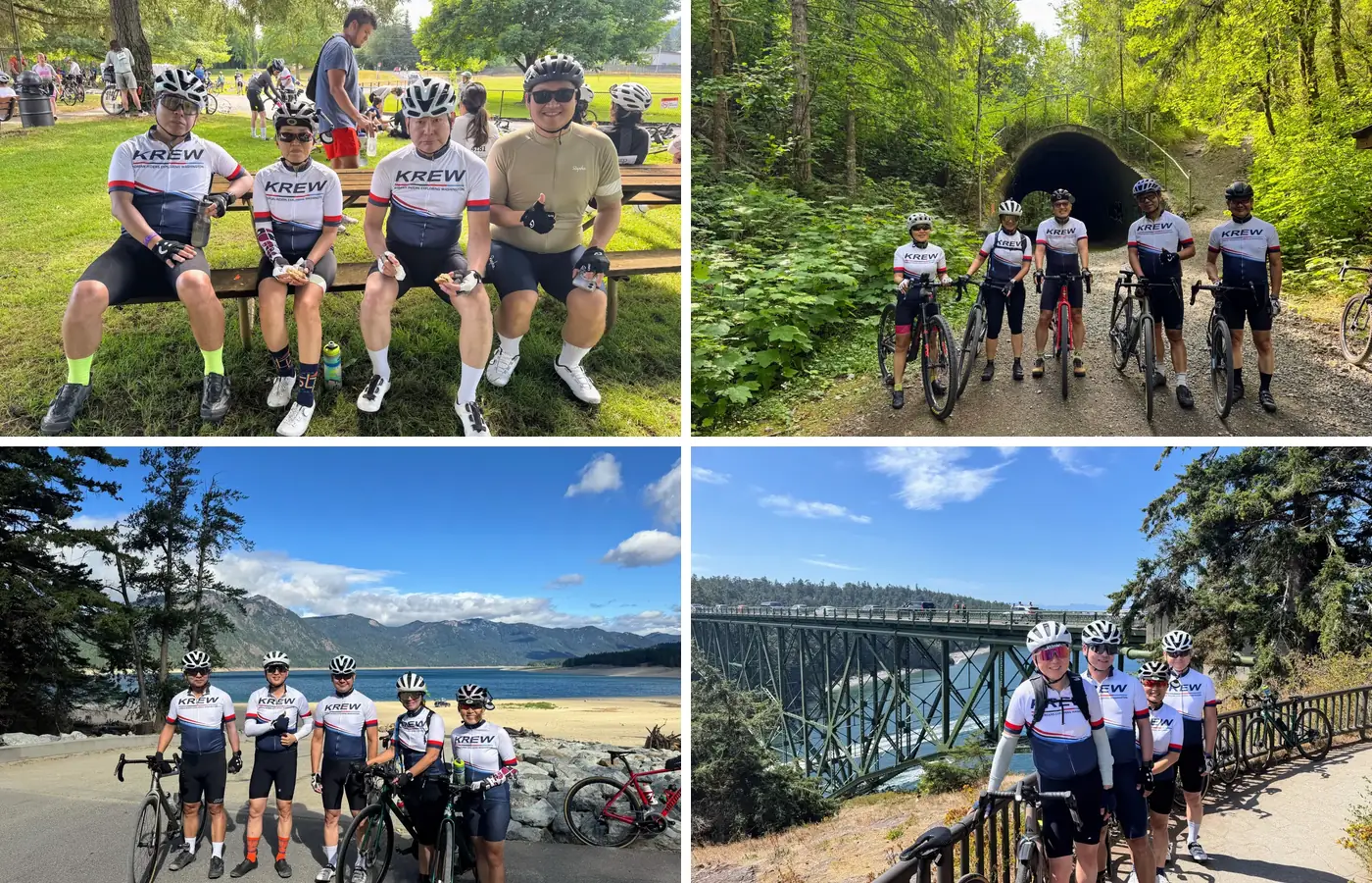 KREW cycling photo collage from Washington rides